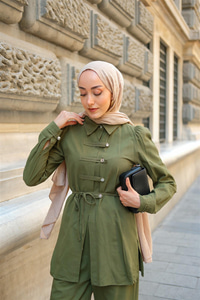 Düğme Detay Takım Yeşil