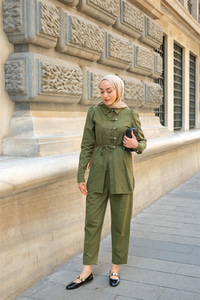 Düğme Detay Takım Yeşil