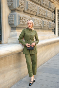 Düğme Detay Takım Yeşil