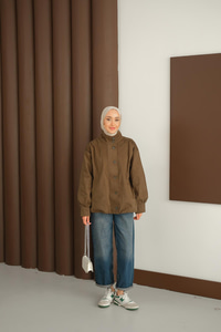 Düğme Detaylı Ceket Haki Yeşil