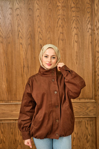 Düğme Detaylı Ceket Kahverengi