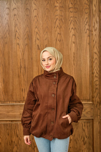 Düğme Detaylı Ceket Kahverengi