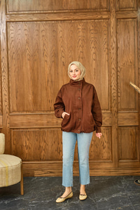 Düğme Detaylı Ceket Kahverengi