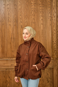 Düğme Detaylı Ceket Kahverengi
