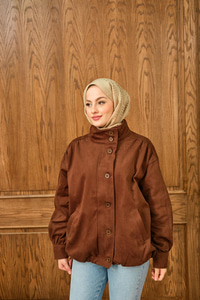 Düğme Detaylı Ceket Kahverengi