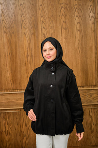 Düğme Detaylı Ceket Siyah