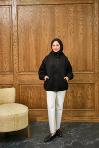 Düğme Detaylı Ceket Siyah