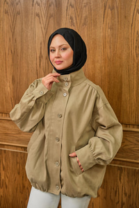 Düğme Detaylı Ceket Vizon