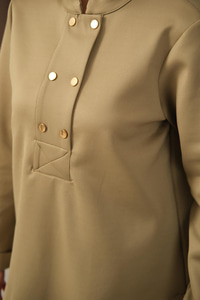 Düğme Detaylı Oval Kesim İkili Takım Yeşil