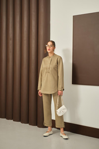 Düğme Detaylı Oval Kesim İkili Takım Yeşil