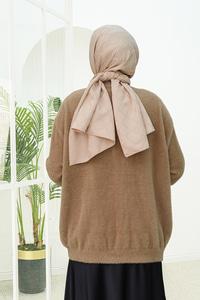 Düğme Taş Detaylı Yumoş Hırka  Vizon