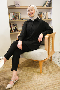 Düğmeli İkili Takım Siyah