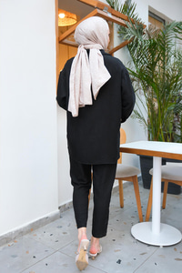 Düğmeli İkili Takım Siyah