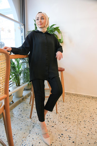 Düğmeli İkili Takım Siyah