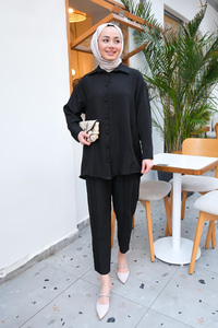 Düğmeli İkili Takım Siyah