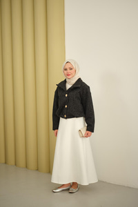 Düğmeli Kısa Keçe Kaban Siyah