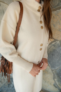 Düğmeli Triko Ceket Bej