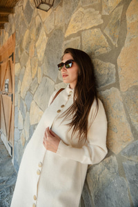 Düğmeli Triko Ceket Bej