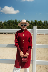 Düğmeli Triko Ceket Bordo