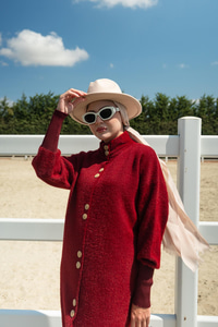 Düğmeli Triko Ceket Bordo