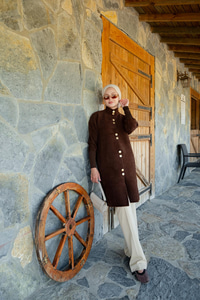 Düğmeli Triko Ceket Kahverengi