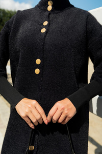 Düğmeli Triko Ceket Siyah