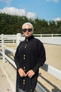 Düğmeli Triko Ceket Siyah