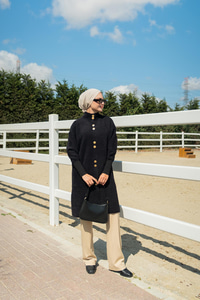 Düğmeli Triko Ceket Siyah