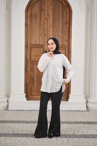 Düz Oversize Gömlek Beyaz