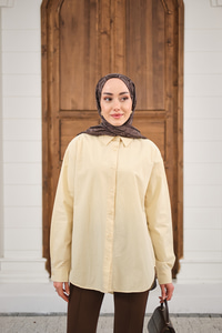 Düz Oversize Gömlek Krem