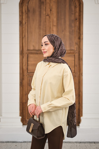 Düz Oversize Gömlek Krem