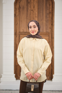 Düz Oversize Gömlek Krem