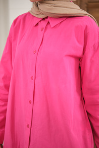 Düz Oversize Gömlek Pembe