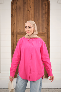 Düz Oversize Gömlek Pembe