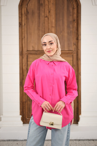 Düz Oversize Gömlek Pembe