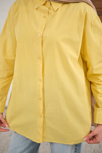 Düz Oversize Gömlek Sarı