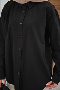 Düz Oversize Gömlek Siyah