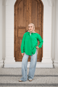 Düz Oversize Gömlek Yeşil