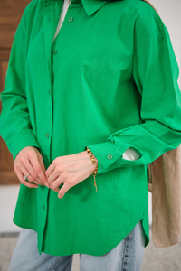 Düz Oversize Gömlek Yeşil