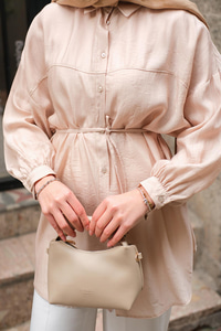 Ekol Bel Bağlamalı Gömlek Krem