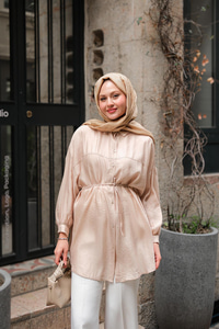 Ekol Bel Bağlamalı Gömlek Krem