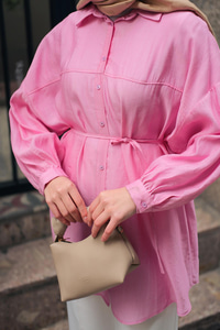Ekol Bel Bağlamalı Gömlek Pembe