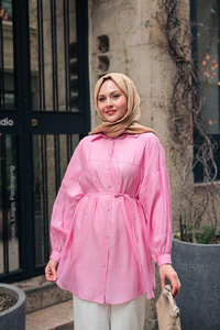 Ekol Bel Bağlamalı Gömlek Pembe