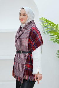 Ekose Çift Taraflı Atkı Bordo