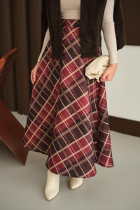 Ekose Desen Etek Bordo