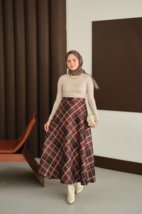 Ekose Desen Etek Kahverengi