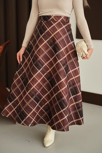 Ekose Desen Etek Kahverengi