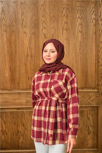 Ekose Desen Gömlek Bordo