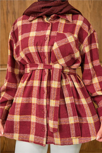 Ekose Desen Gömlek Bordo