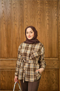 Ekose Desen Gömlek Kahverengi